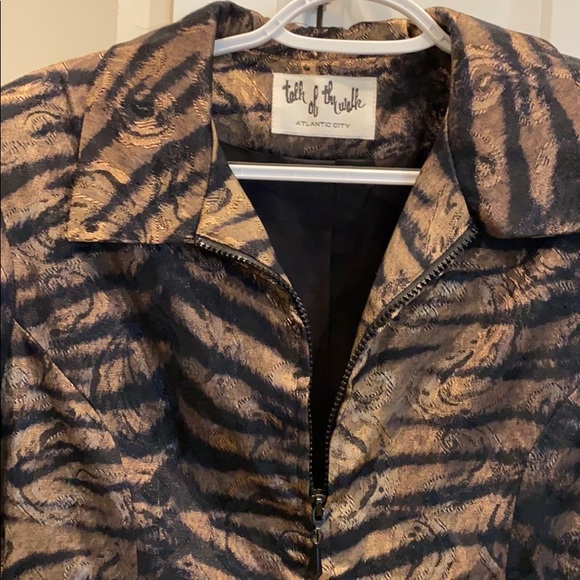 TALK OF THE WALK sz 10 Brown animal print jacket - Picture 4 of 6
